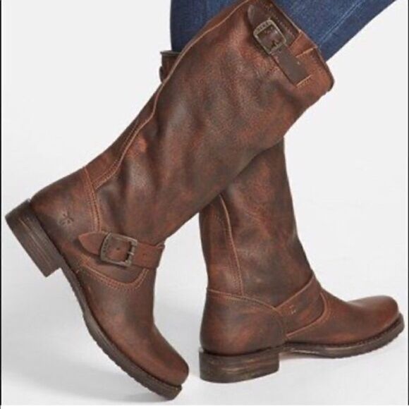 FRYE Veronica Tall Brown Leather Slouch Boots | Size 6.5 - Picture 1 of 15